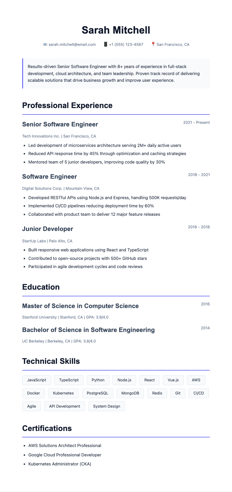 Bold contemporary resume